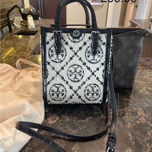 Tory Burch Black and White Mini Bag with Geometric Design